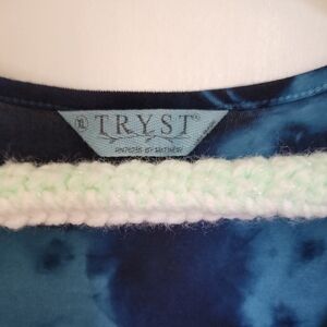 Tryst Navy and Aqua Tie-Dye Dress